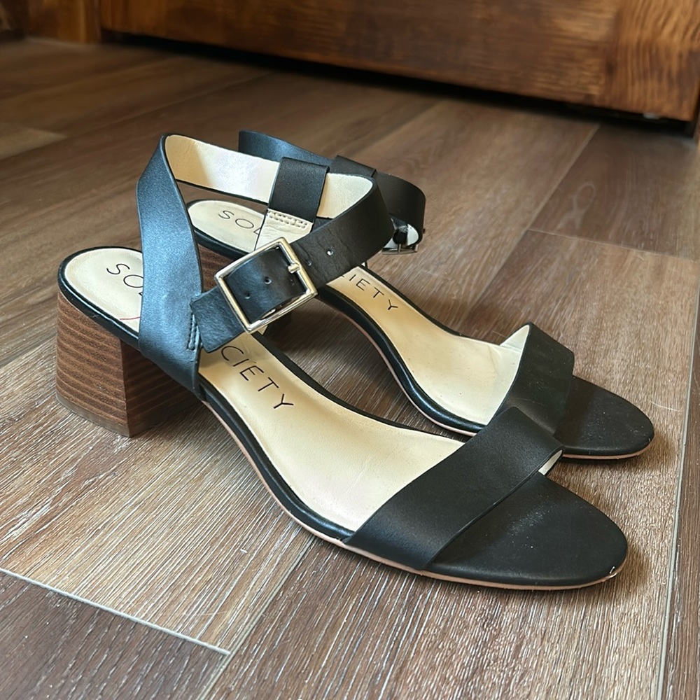 Sole Society Black Saumya Block Heel Sandal
